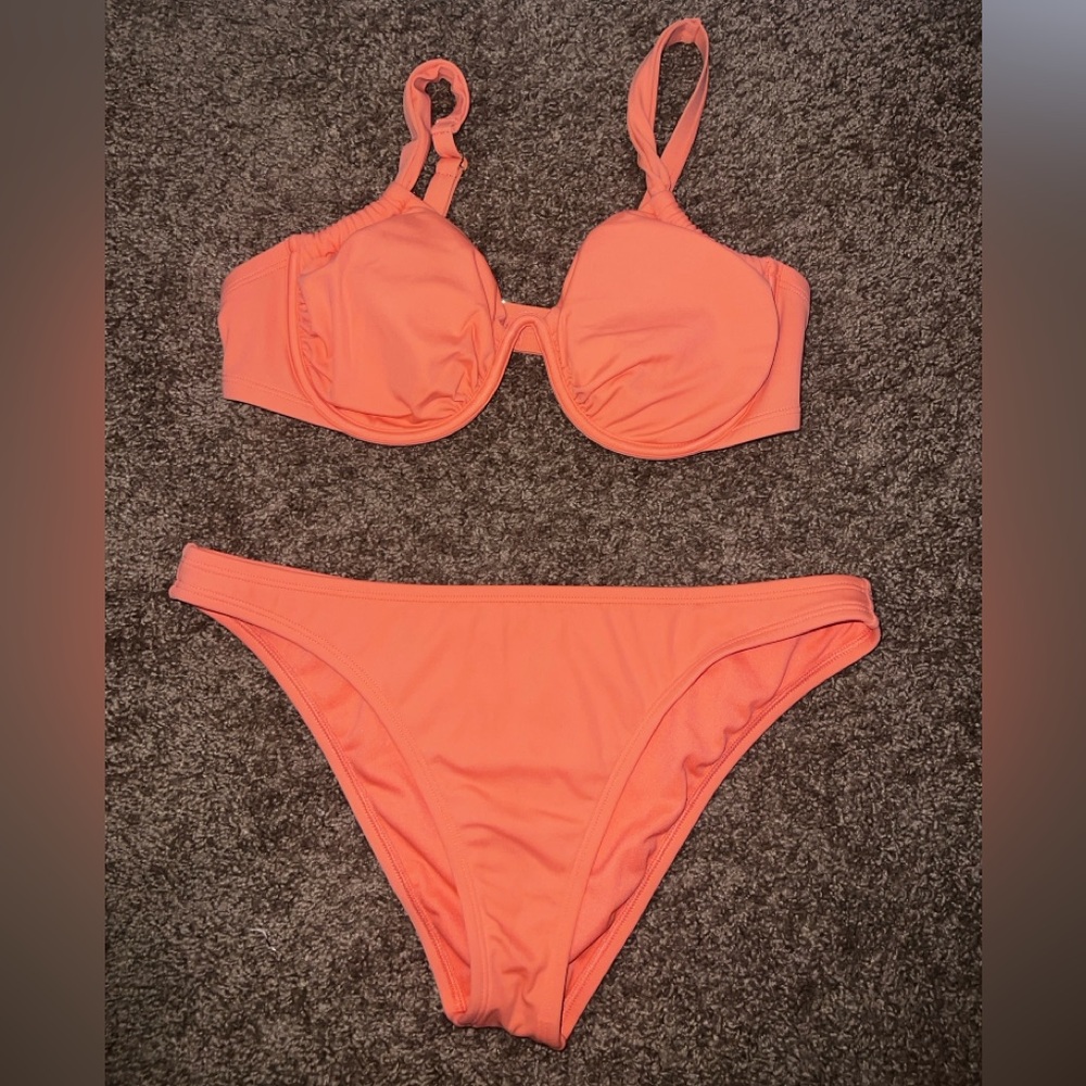 Shade & Shore Coral Underwire Bikini Set Size L